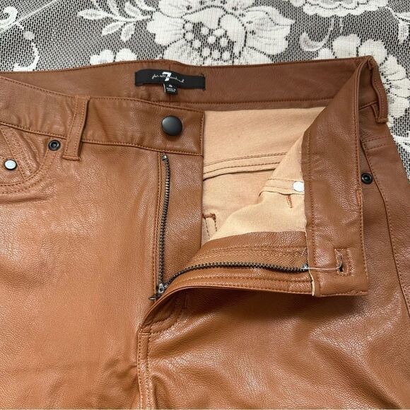 7 For All Mankind High Rise Skinny Vegan Leather Pants in Camel Sz Small - Picture 8 of 17